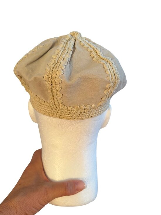 Women Crochet-style Stitching Short Brim 21 inch Newsboy Suede Beige Bohemian main image 6